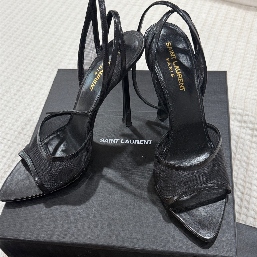 Saint Laurent Black Strappy Heels